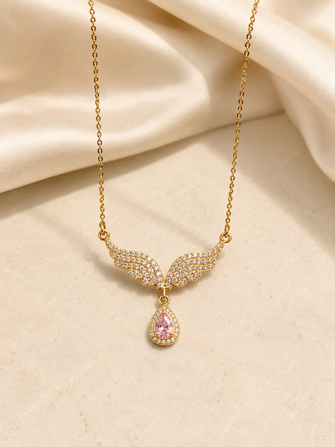 Angel wings with zircon pink