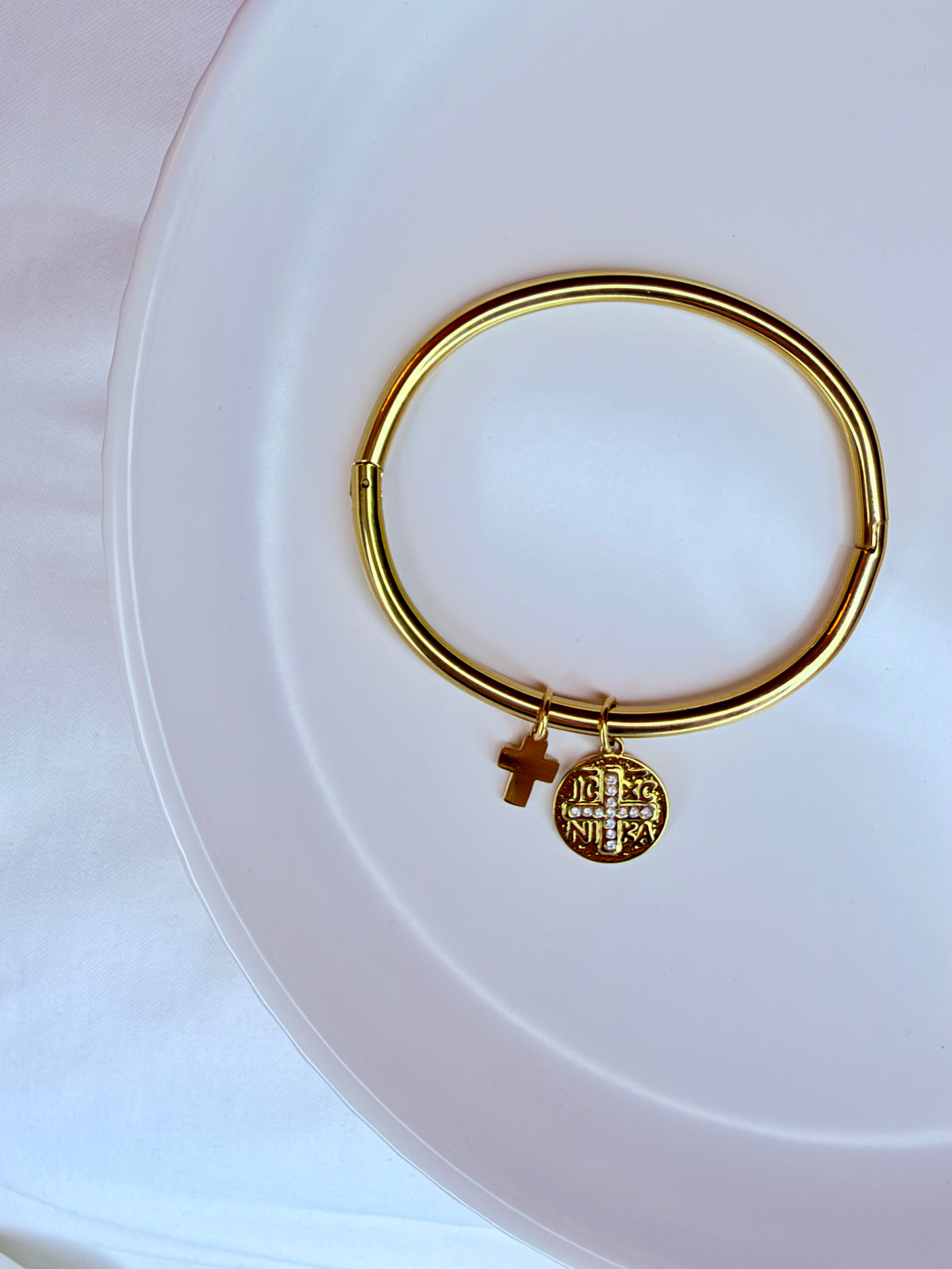 Χρυσό Βραχιόλι Divine Cross & Κωνσταντινάτο